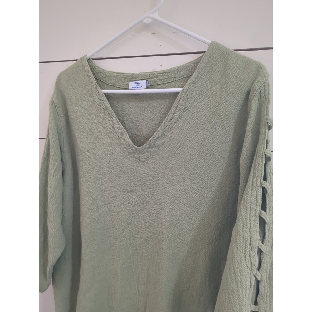 Sea breeze 1x 100% cotton green textured top beach pool summer